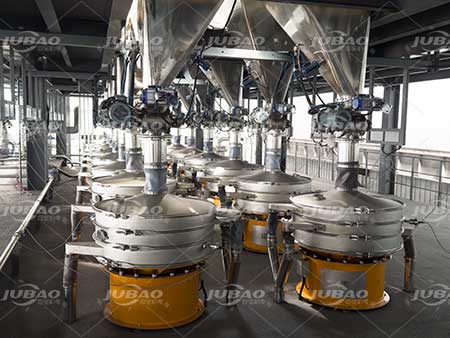 真空上料機對接振動篩分現場案例